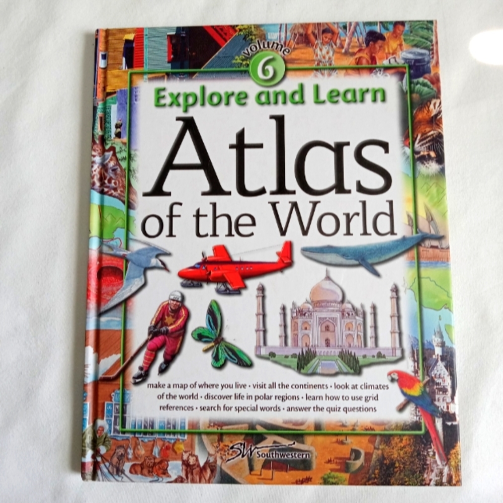 " Explore & Learn Atlas of the World " Kids Book Elementary Homeschool Hardcover